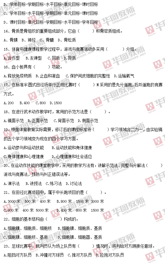2015年江西省中小学教师招聘考试真题-小学体